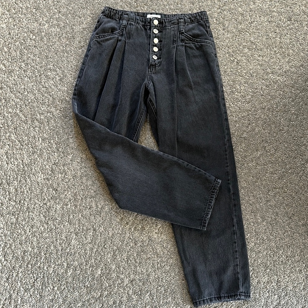Forever 21 Black Denim Pleated Jeans